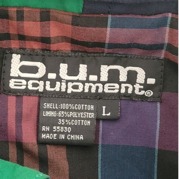 HP B.U.M. Equipment‎ Green 80s Color Block Puffer Anorak Jacket Detachable Hood - Picture 3 of 16